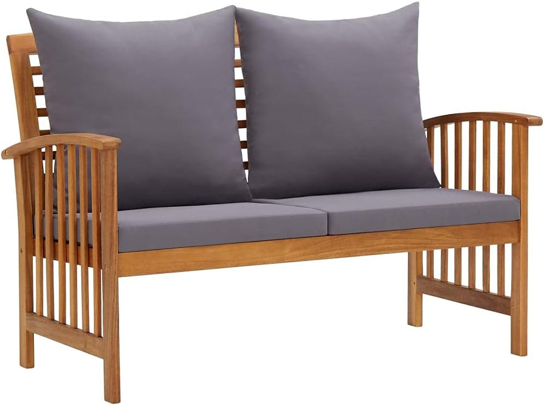 Patio Furniture Set 5 Piece, Patio Bench Seat with Coffee Table, Wooden Dining Set for Garden Balcony Porch, Modern, Solid Wood Acacia