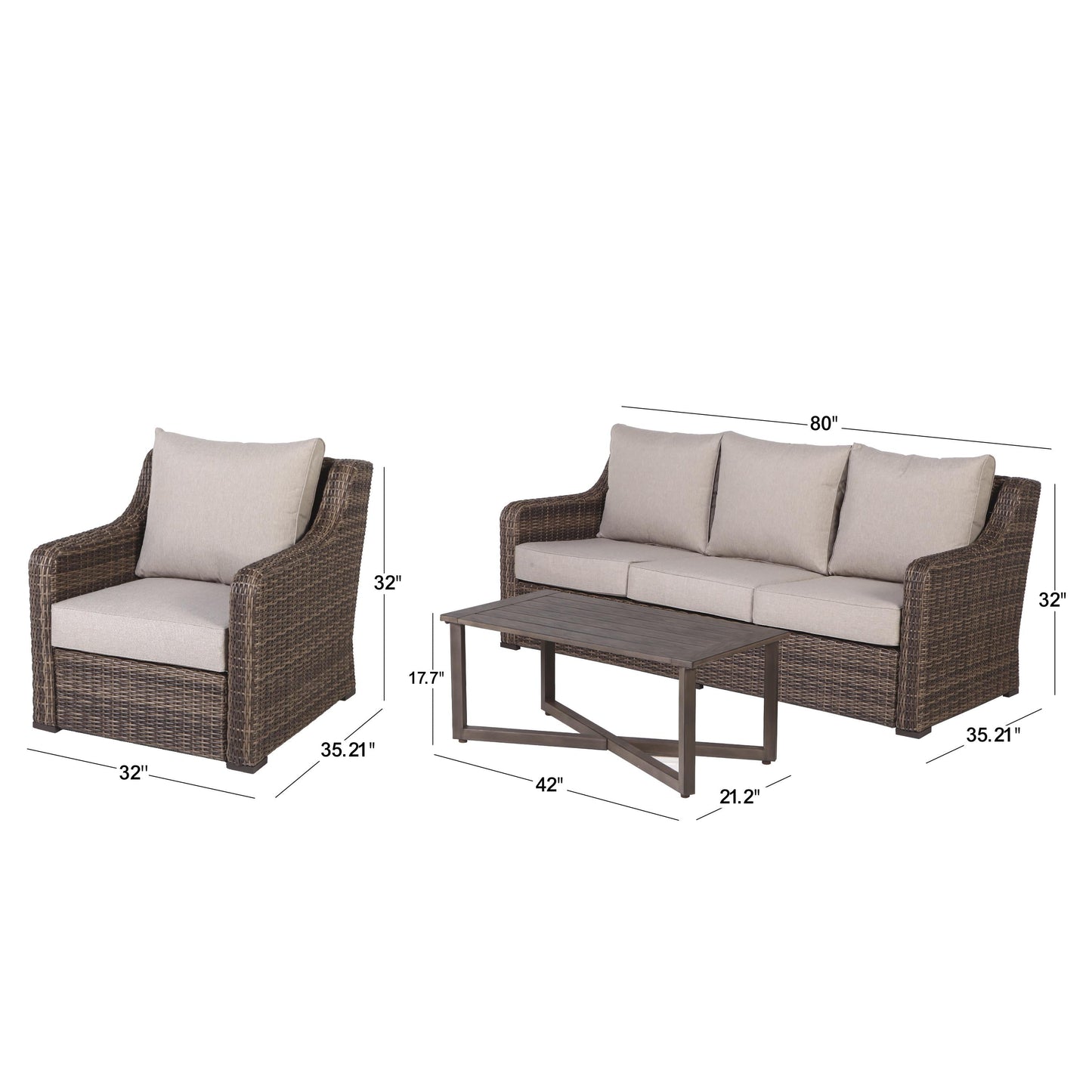 Better Homes and Gardens Hawthorne Park 4-Piece Outdoor Conversation Set, Brown