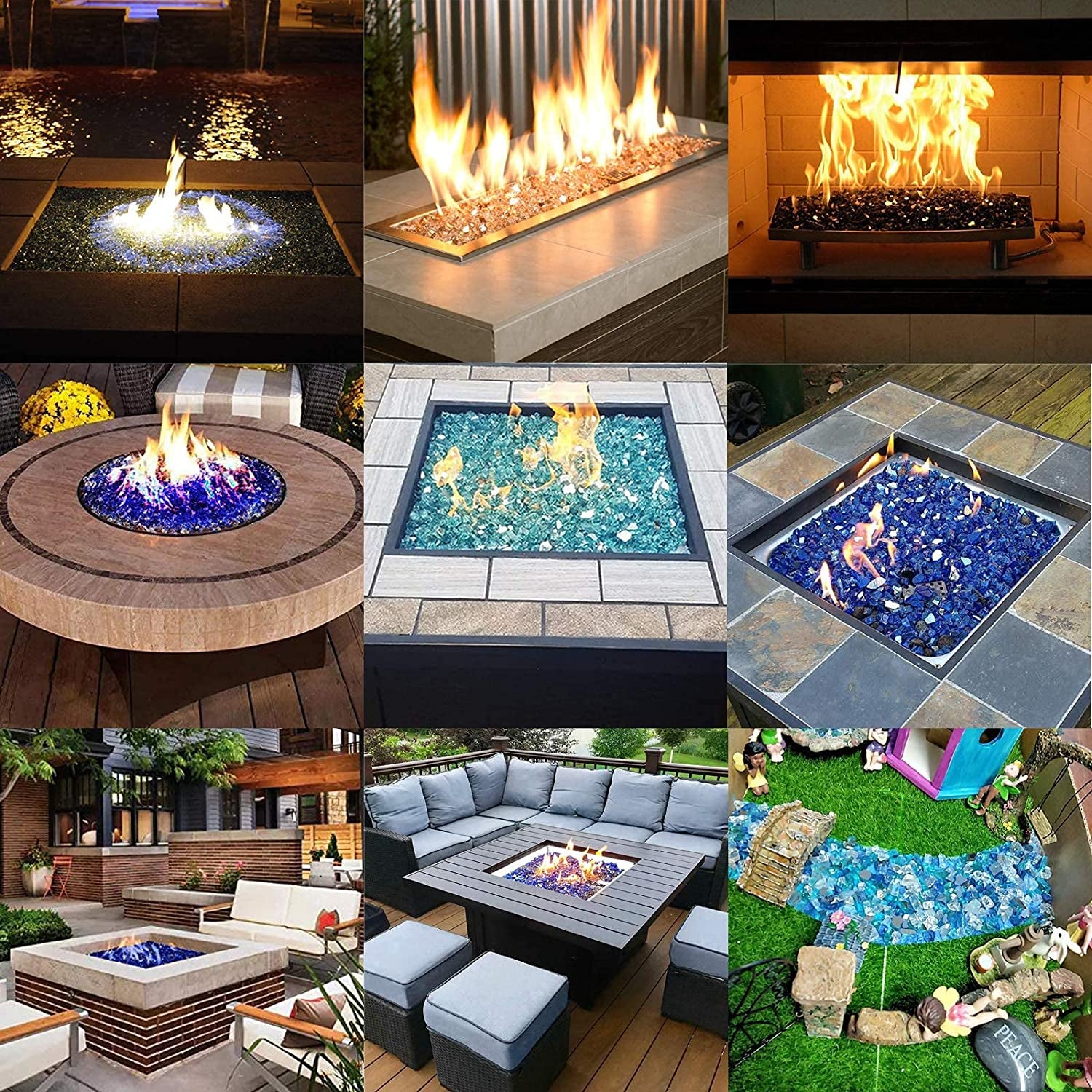 Fire Pit Glass for Fire Pit, 1/2 Inch Clear Reflective Tempered Fire Glass for Propane Fire Pit, Fire Pit Glass Rocks Safe for Outdoors and Indoors Gas Fire Pit Table, 10 Lbs