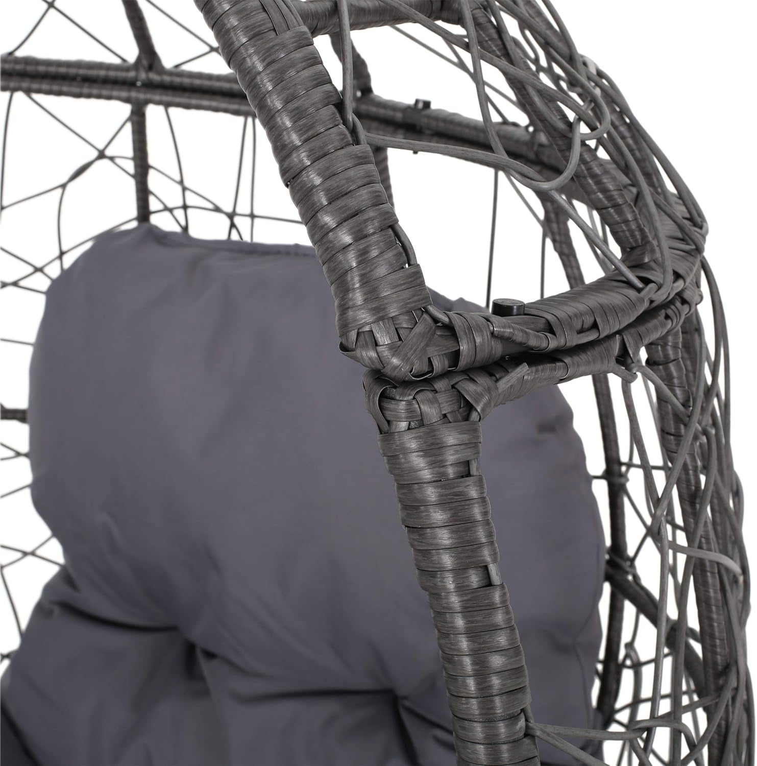 Valerie Outdoor Wicker Swing Chair with Cushion, Gray and Dark Gray