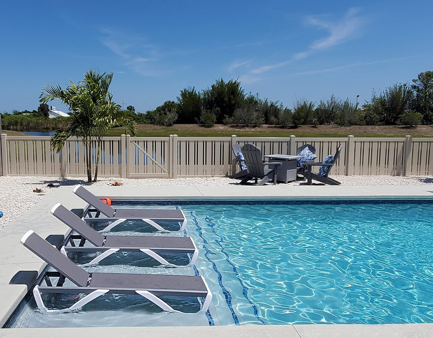 Patio Chaise Lounge Chair - Full Flat Alumium & Resin Legs, Outdoor Reclining Adjustable Chair for Sunbathing, Patio, Beach, Lounge without Table (Gray Textilene without Table)
