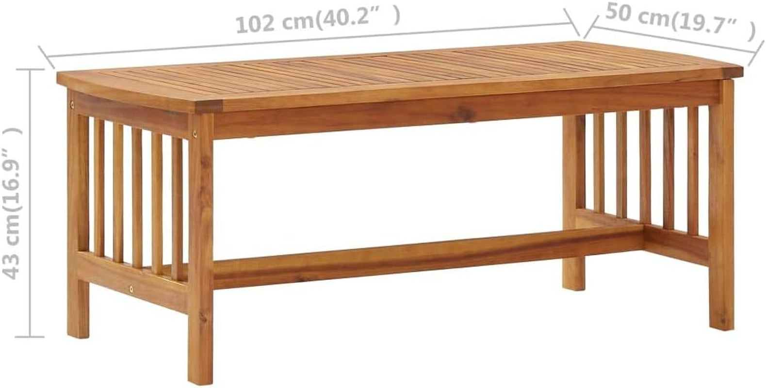 Patio Furniture Set 5 Piece, Patio Bench Seat with Coffee Table, Wooden Dining Set for Garden Balcony Porch, Modern, Solid Wood Acacia
