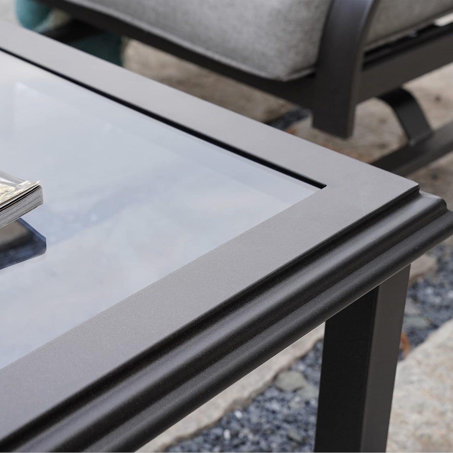 Outdoor Glass Coffee Table,Outdoor Furniture Coffee,Patio Garden Furniture Multi-Functional Tea Table with Tempered Glass Top, for Conversation-Square (Outdoor Glass Coffee Table)