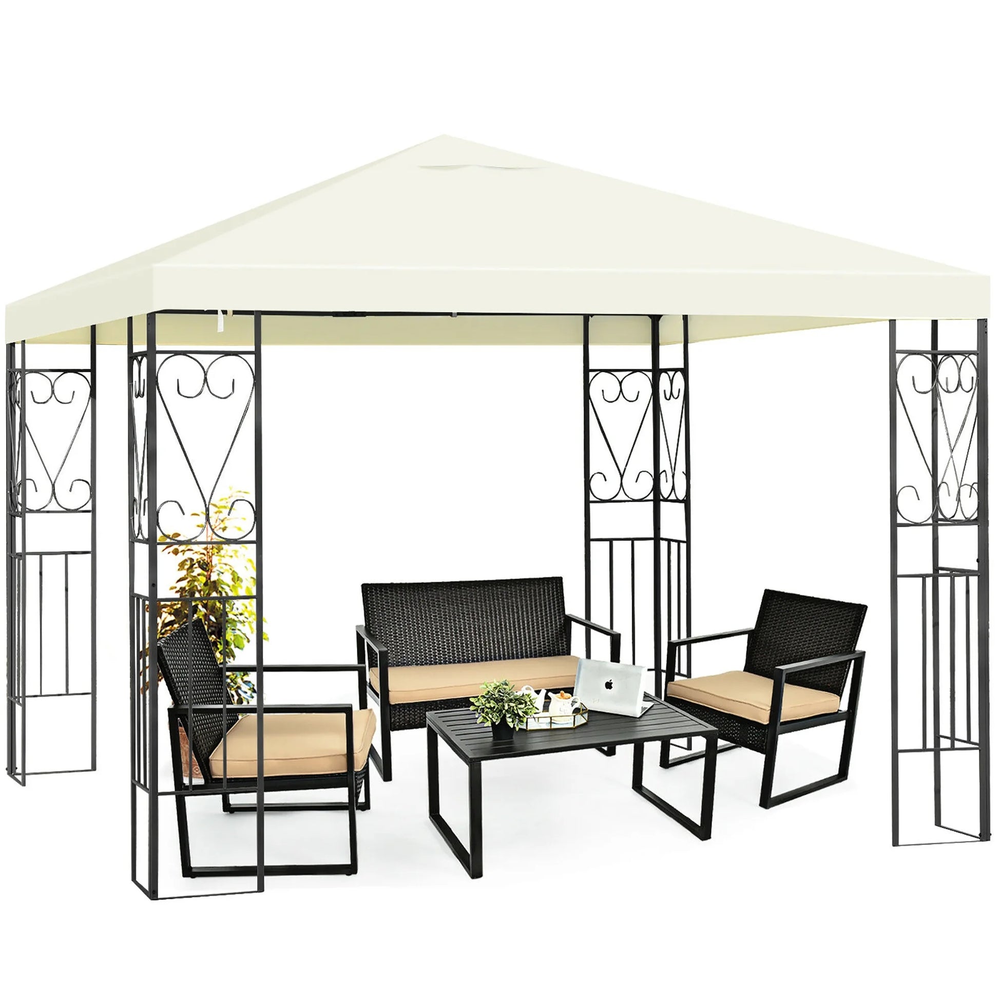 10'X10' Patio Gazebo Canopy Tent Steel Frame Shelter Patio Party Awning