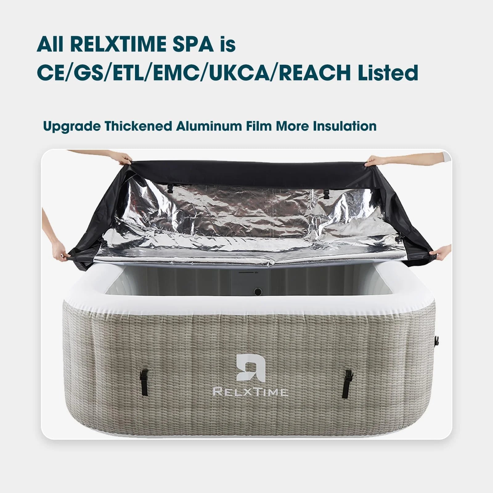 Inflatable Outdoor Hot Tub for 6 Person Square Spa with 120 Bubble Jets, Filter Cartridges