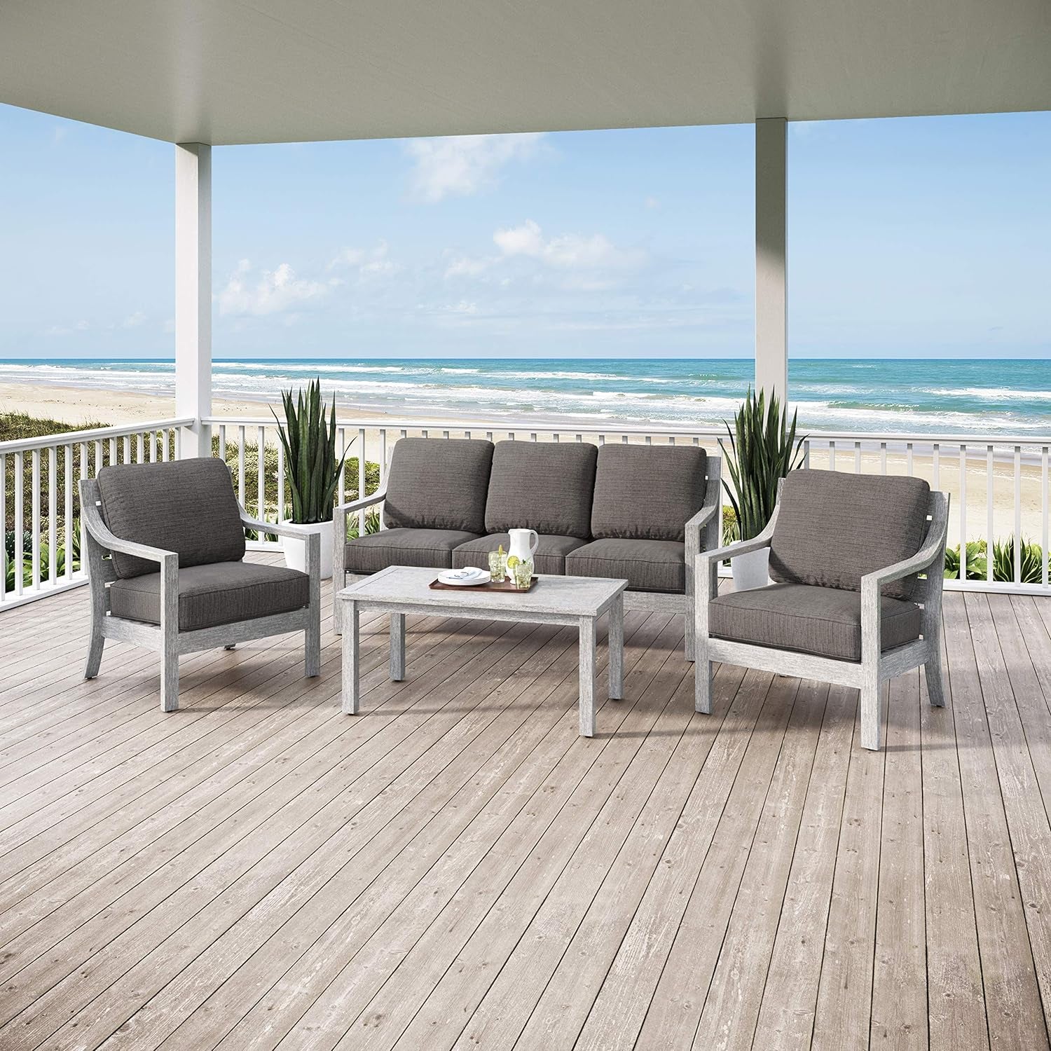 Patio Set - 4 Piece Patio Set - Outdoor Patio Set - Bora Bora Collection - Conversation Set Patio Furniture - Sofa Seating Set with Conversation Table