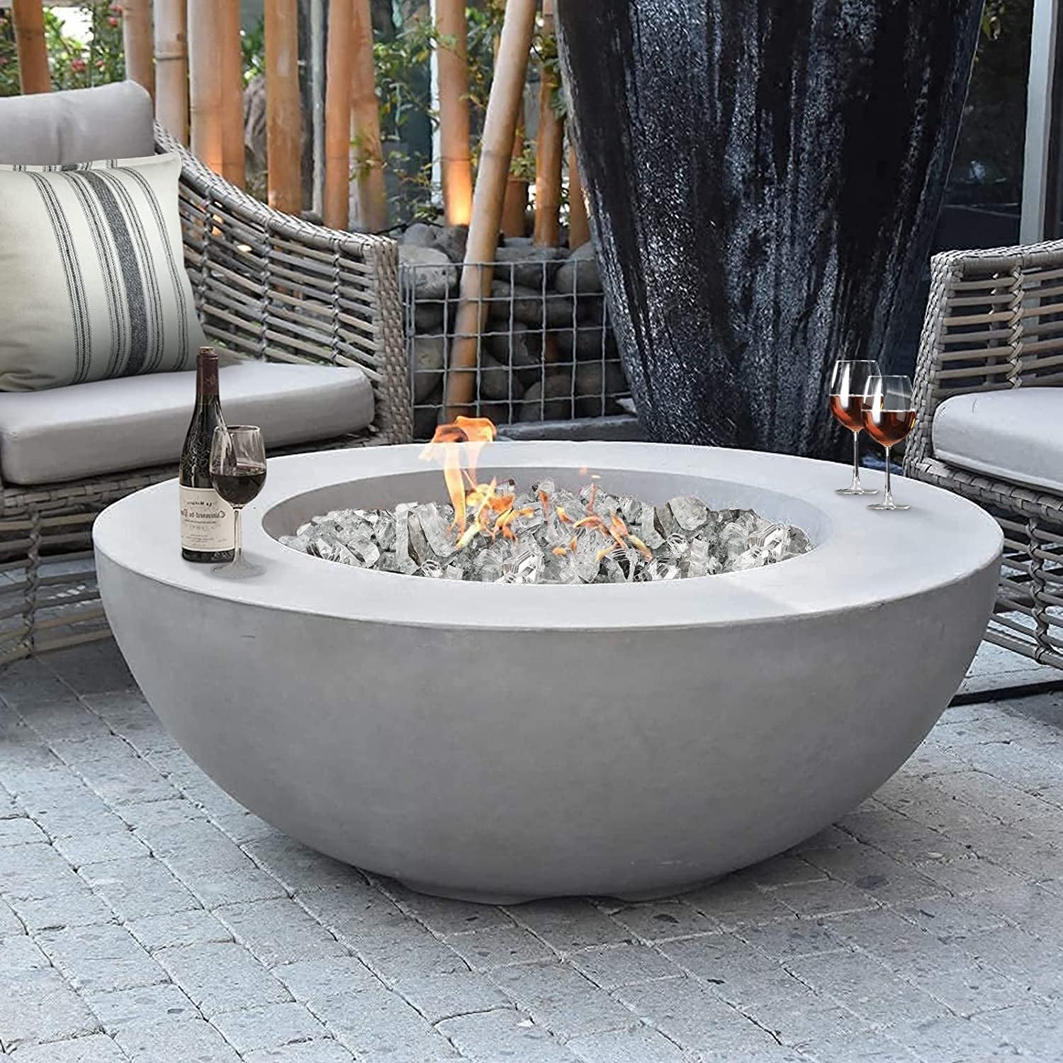 Fire Pit Glass for Fire Pit, 1/2 Inch Clear Reflective Tempered Fire Glass for Propane Fire Pit, Fire Pit Glass Rocks Safe for Outdoors and Indoors Gas Fire Pit Table, 10 Lbs