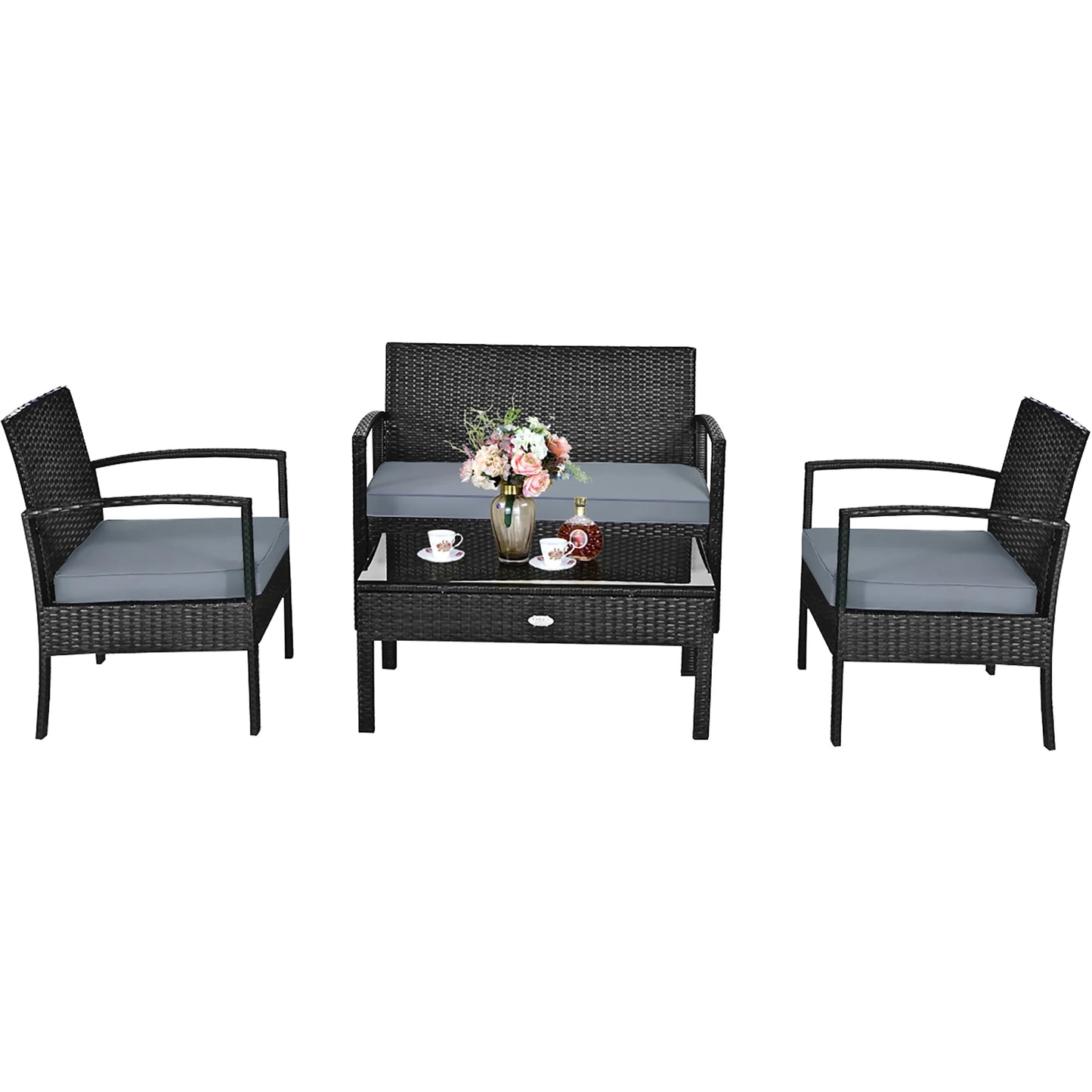 8PCS Patio Rattan Furniture Set Garden Deck