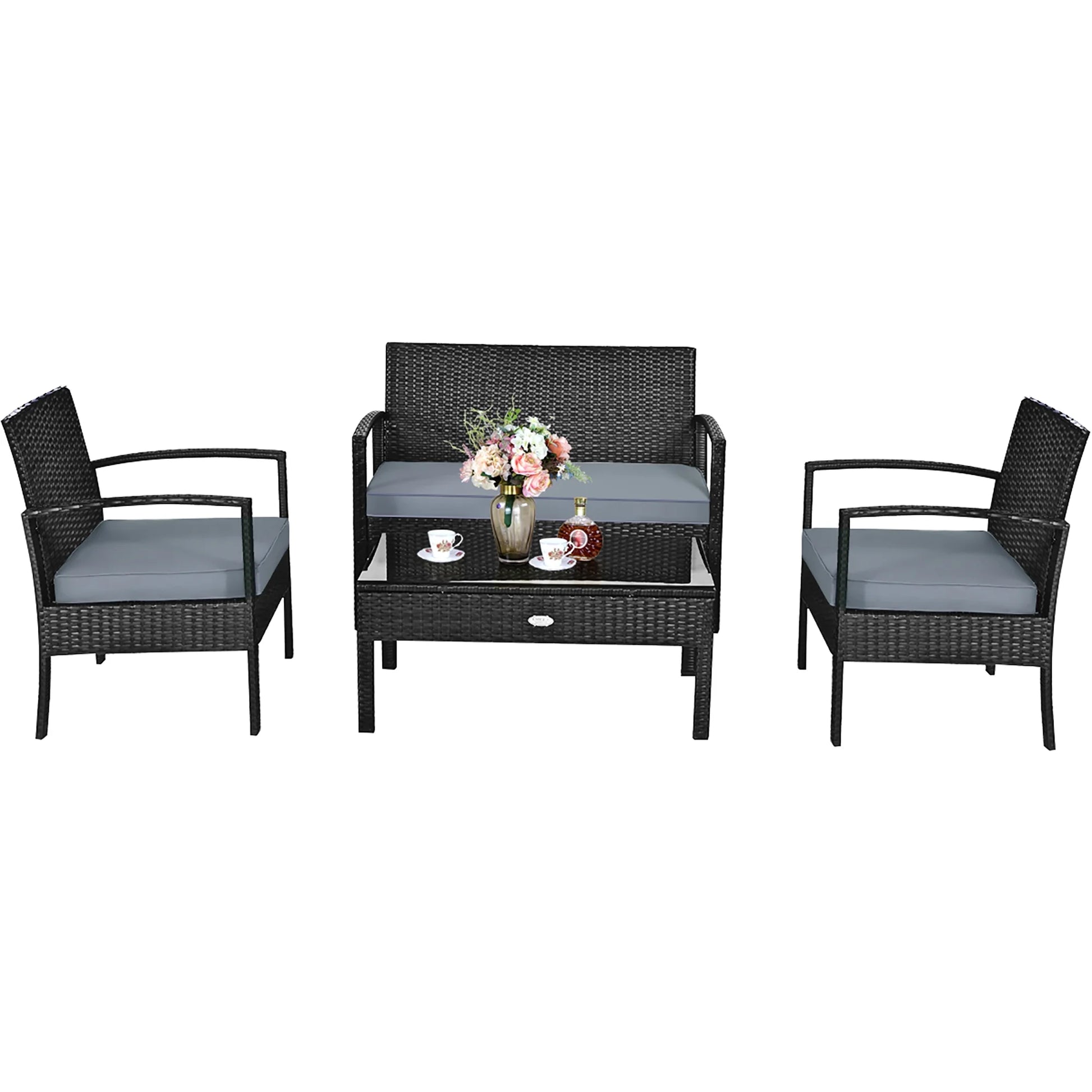 8PCS Patio Rattan Furniture Set Garden Deck