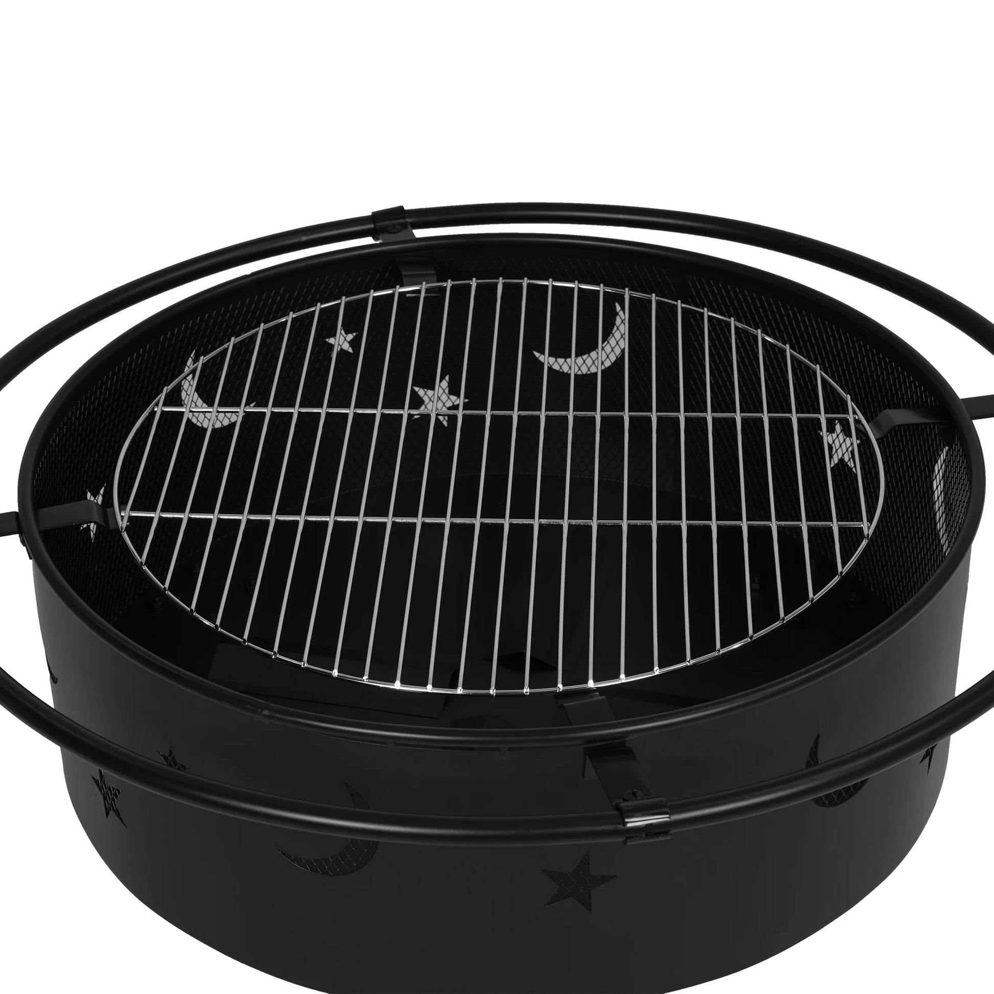 Star & Moon Bonfire round Steel Wood Burning Patio Fire Pit for Outdoor Patio