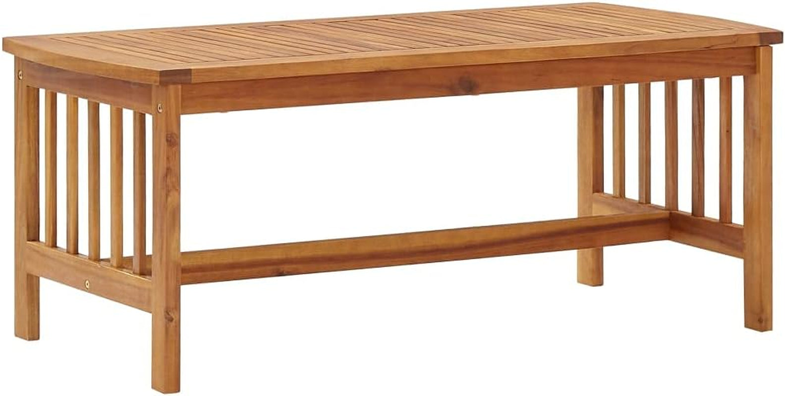 Patio Furniture Set 5 Piece, Patio Bench Seat with Coffee Table, Wooden Dining Set for Garden Balcony Porch, Modern, Solid Wood Acacia