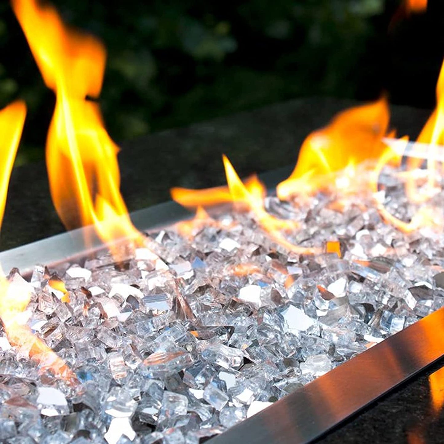 Fire Pit Glass for Fire Pit, 1/2 Inch Clear Reflective Tempered Fire Glass for Propane Fire Pit, Fire Pit Glass Rocks Safe for Outdoors and Indoors Gas Fire Pit Table, 10 Lbs