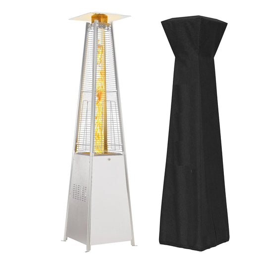 Pyramid Patio Heater, 48,000 BTU Outdoor Propane Patio Heater, Silver