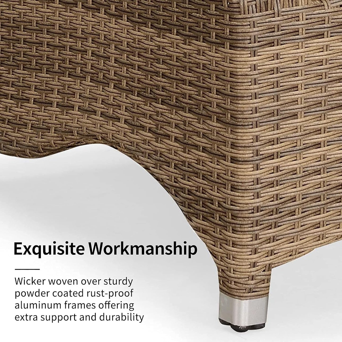 Outdoor Recliner Hand-Woven Wicker Outdoor Armchair, Reclining Patio Chair with Cushions and Ottoman Aluminum Frame Patio Sofa Chair, Patio Recliner Adjustable Patio Lounge Chair