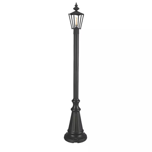 80 In. Islander Citronella Single Flame Outdoor Black Post Lantern