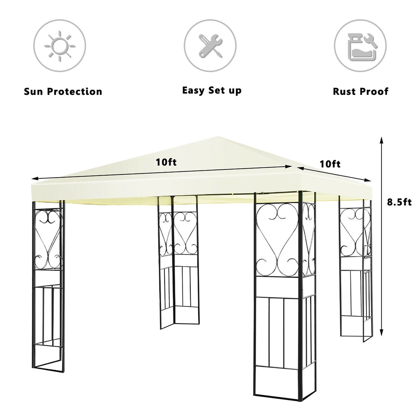 10'X10' Patio Gazebo Canopy Tent Steel Frame Shelter Patio Party Awning