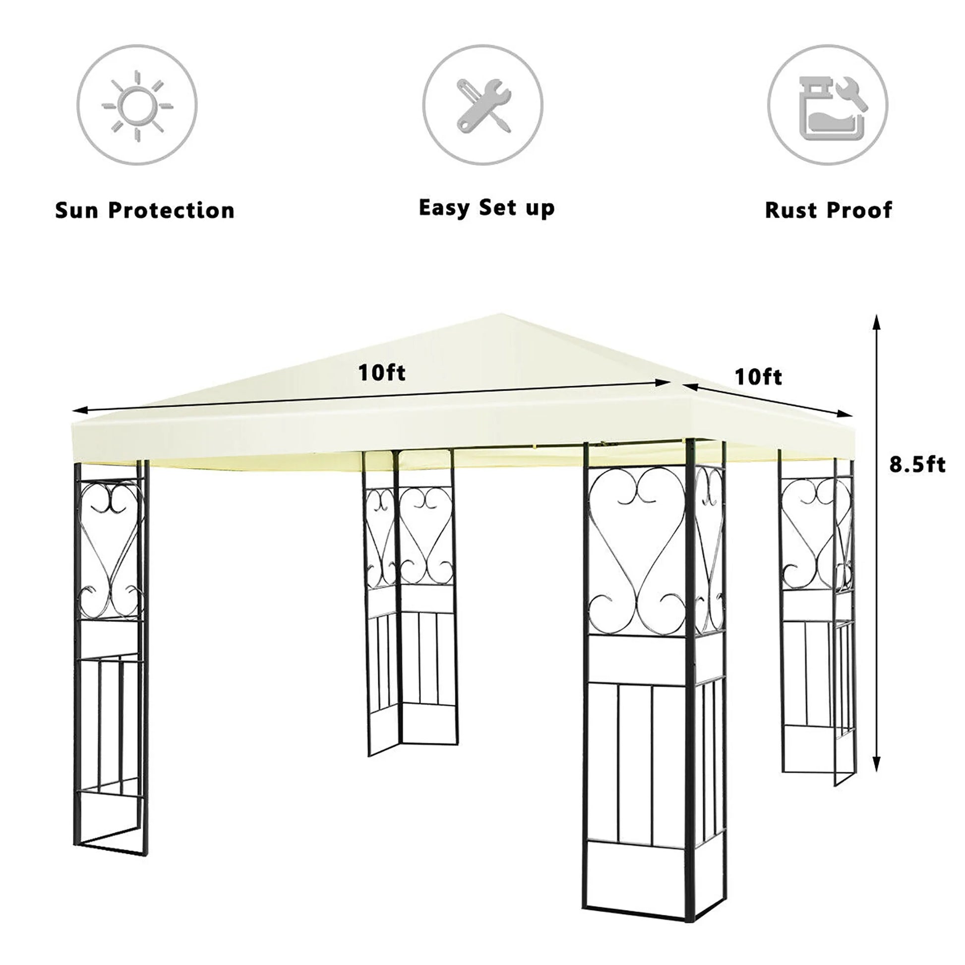 10'X10' Patio Gazebo Canopy Tent Steel Frame Shelter Patio Party Awning