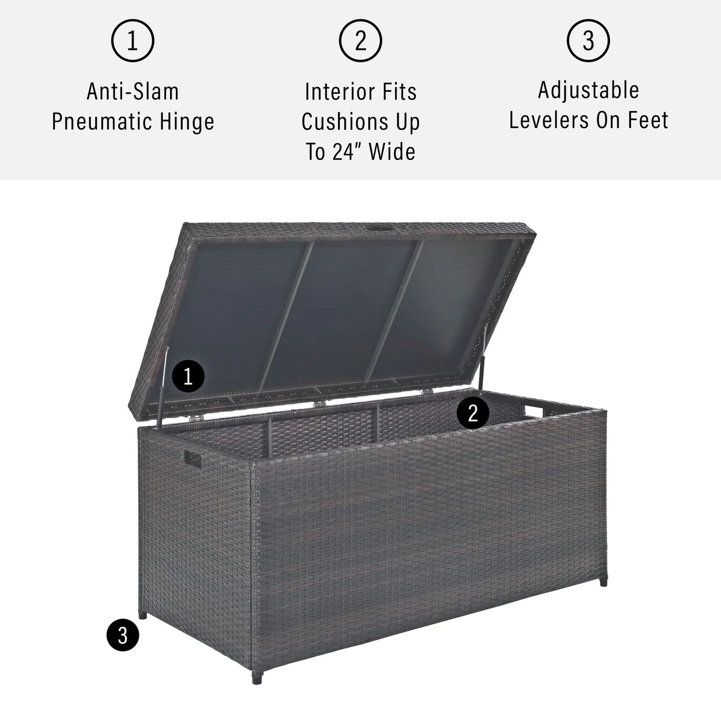 Palm Harbor Wicker / Rattan Patio Deck Box in Brown