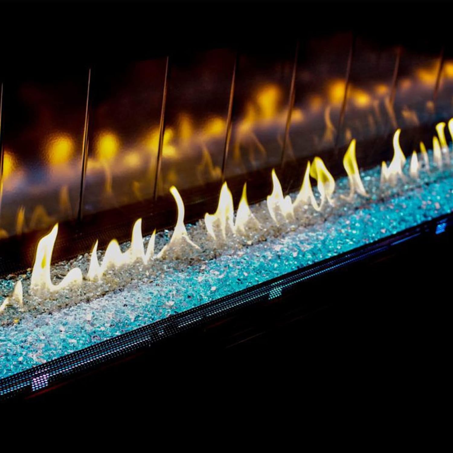 Fire Glass for Fire Pit, 1/2 Inch Aqua Blue Reflective Fire Glass for Propane Fire Pit, Fire Pit Glass Rocks Safe for Outdoors and Indoors Fire Pit, 10 Pounds
