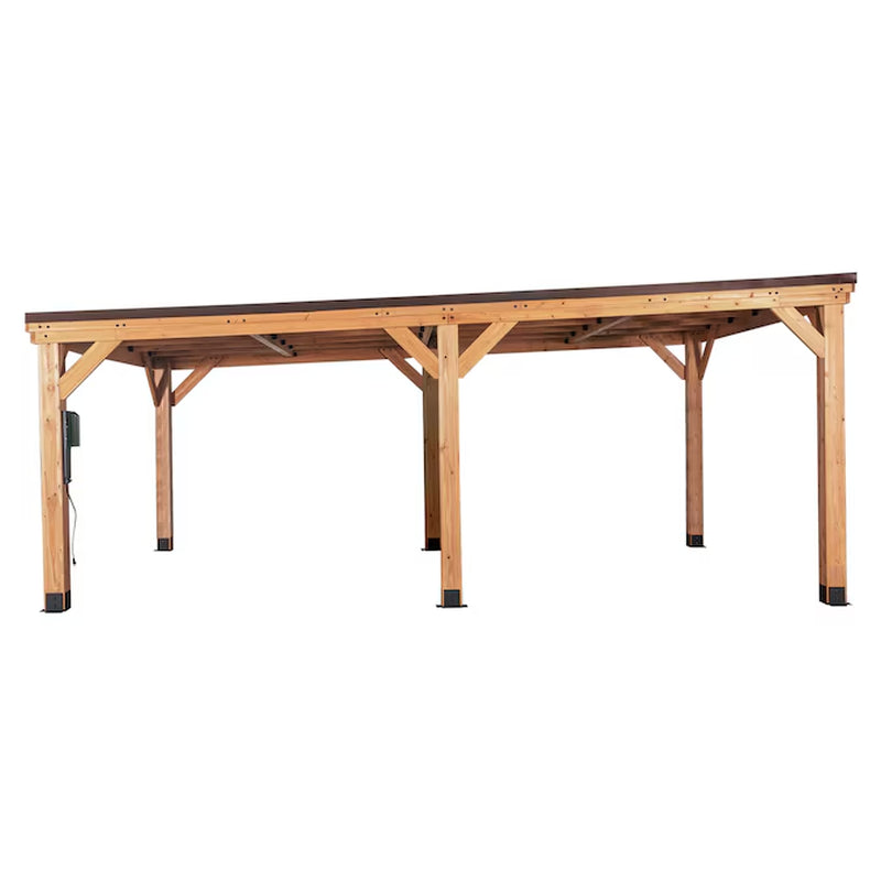 12-Ft X 20-Ft Brown Rectangle Gazebo with Hardtop Steel Roof