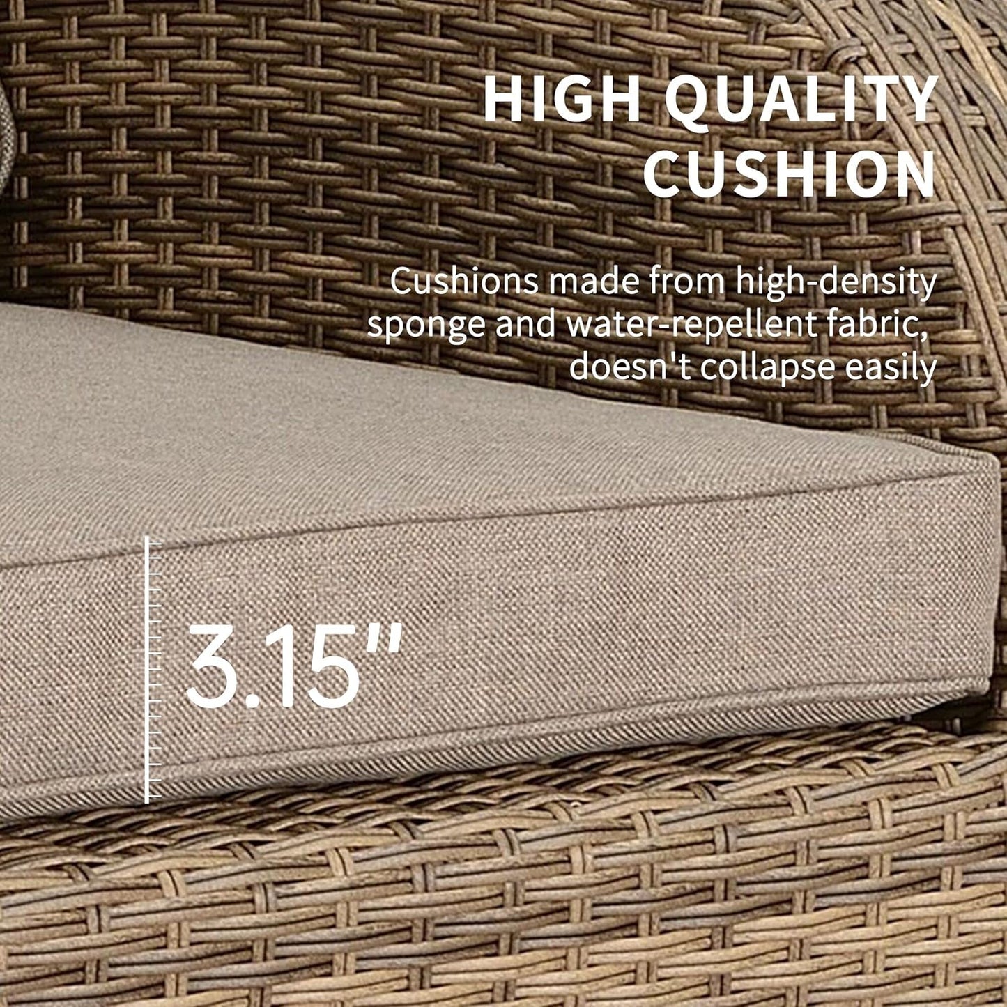 Outdoor Recliner Hand-Woven Wicker Outdoor Armchair, Reclining Patio Chair with Cushions and Ottoman Aluminum Frame Patio Sofa Chair, Patio Recliner Adjustable Patio Lounge Chair