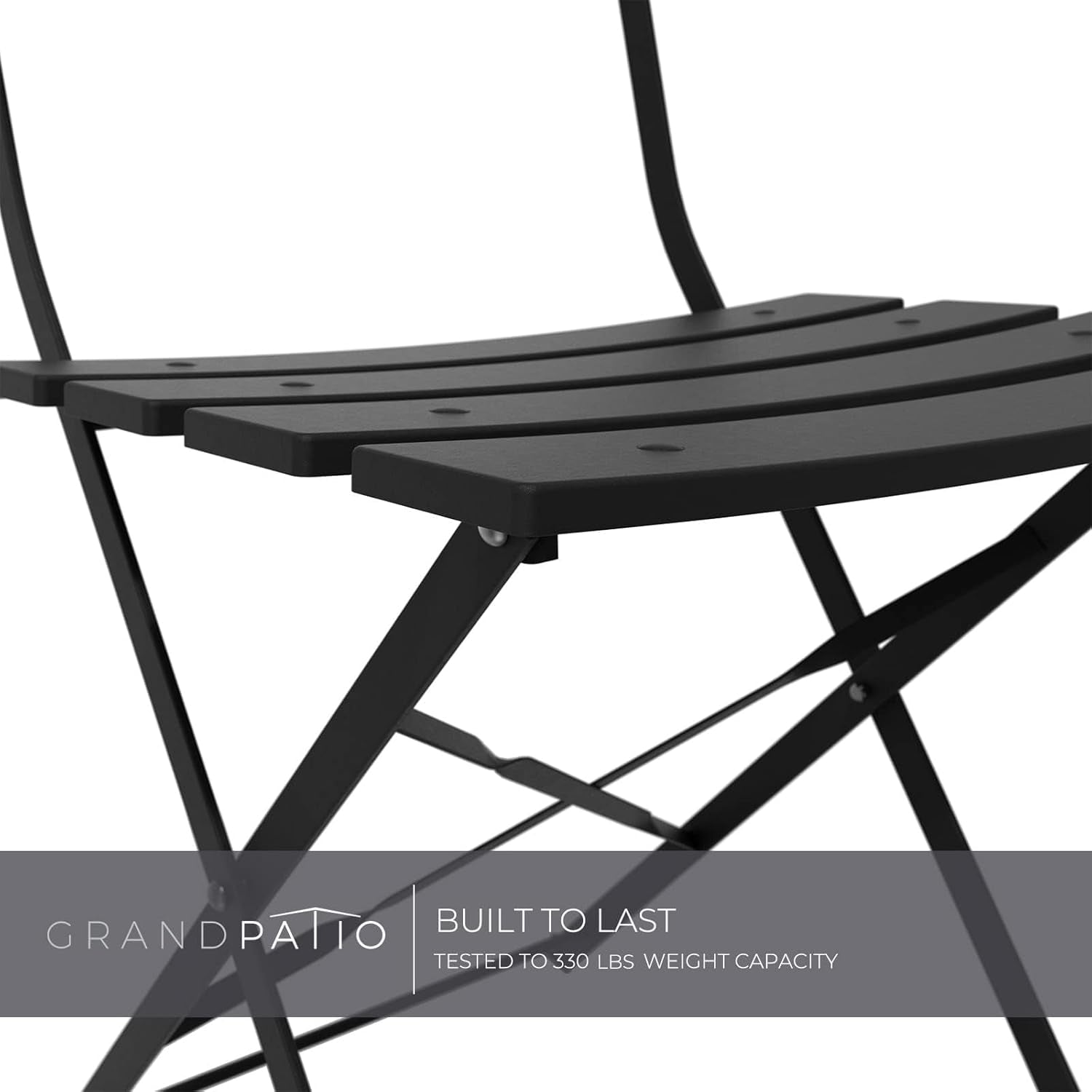 Premium Frame Patio Bistro Set, Folding Outdoor Patio Furniture Sets, 3-Piece Patio Set of Folding Patio Table and Chairs, Black