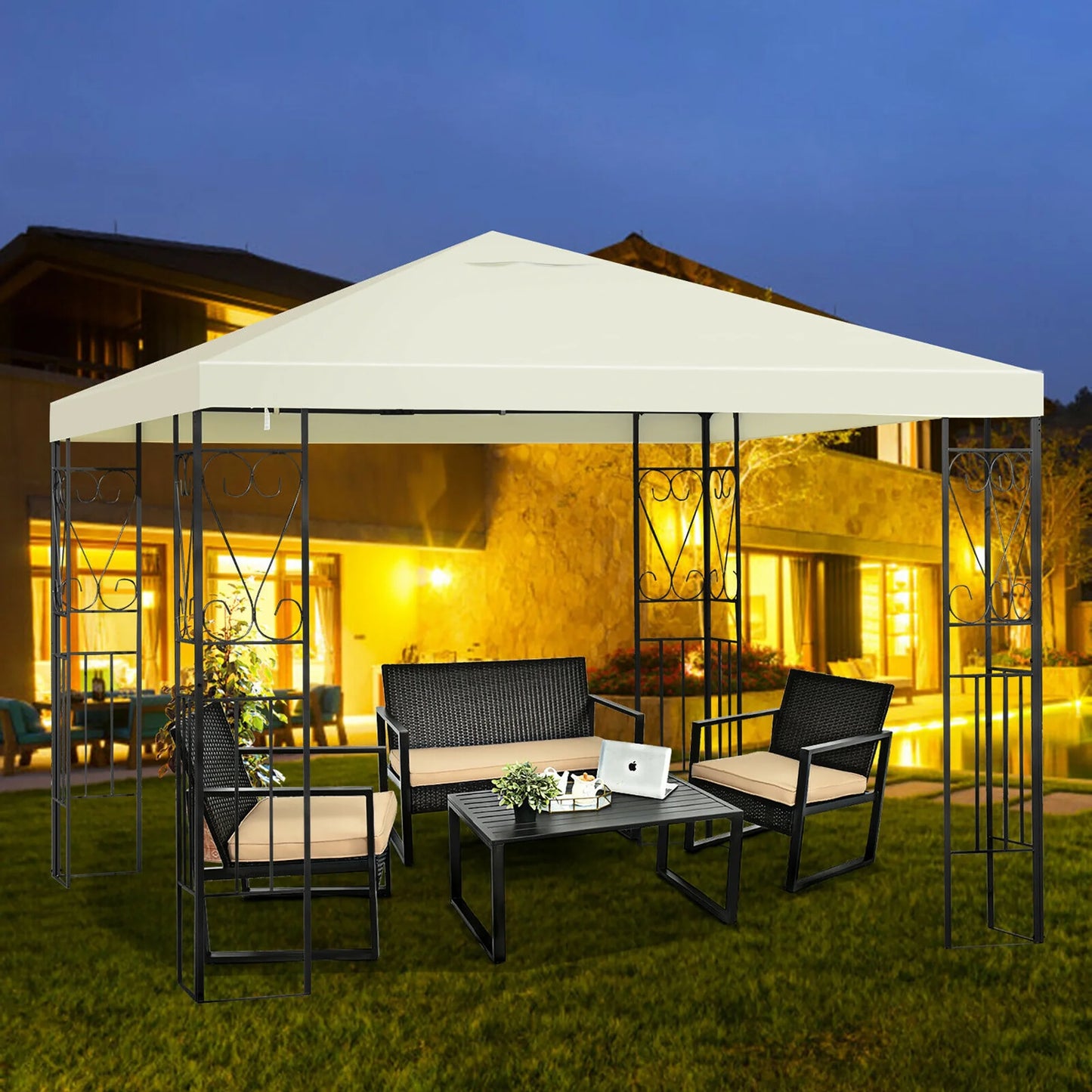 10'X10' Patio Gazebo Canopy Tent Steel Frame Shelter Patio Party Awning