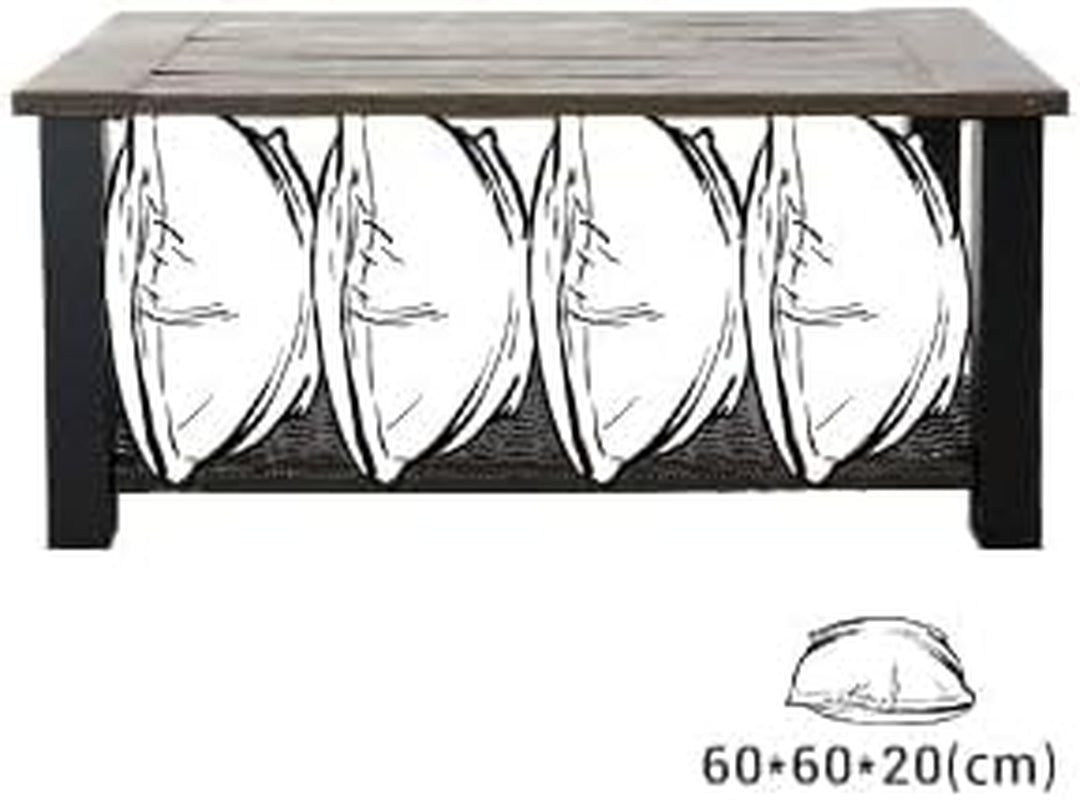 Outdoor Coffee Table with Wicker Shelf Storage, 40-Inch Rectangle Modern Patio Coffee Table with Faux Wood Tabletop, Fits with Outdoor Conversation Set