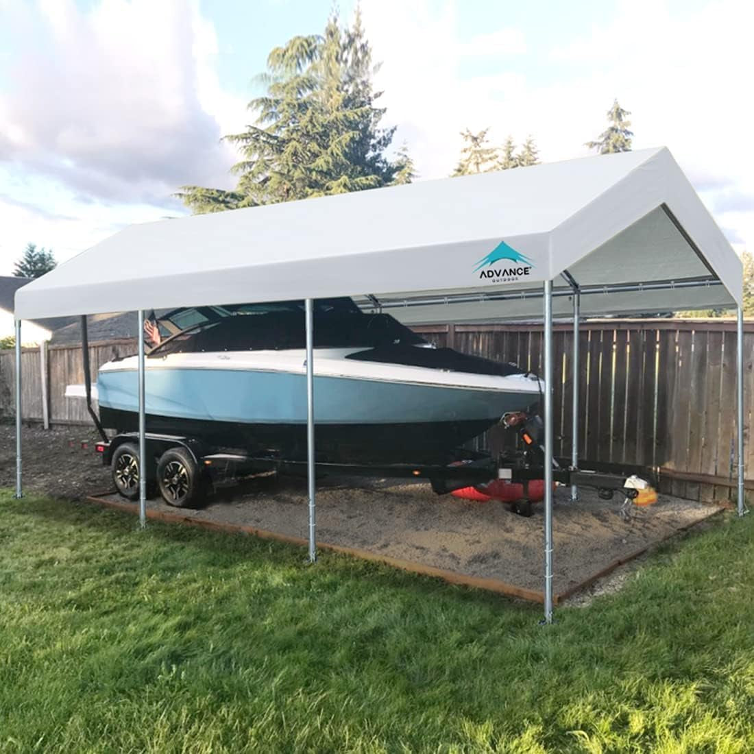 10X20 Ft Heavy Duty Carport Potable Car Canopy Garage Party Tent Boat Shelter, Adjustable Height from 9.5 Ft to 11 Ft, White