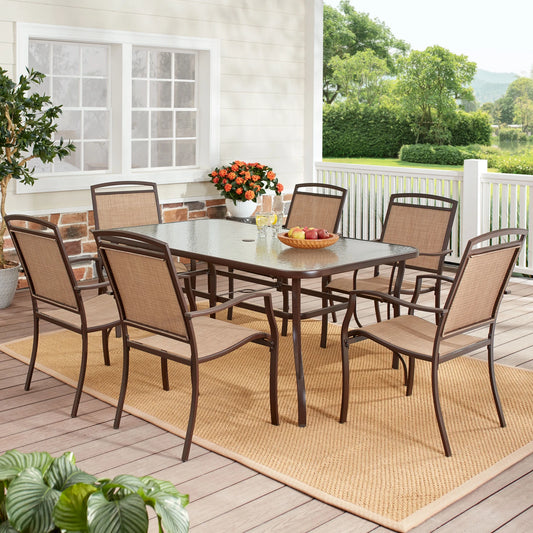 Sand Dune 7 Piece Outdoor Patio Dining Set, Beige