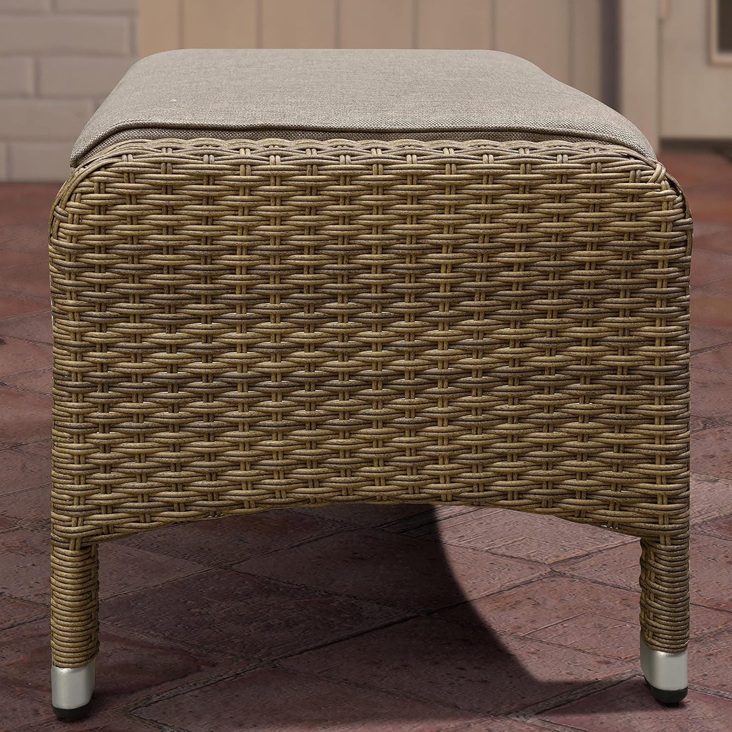 Outdoor Recliner Hand-Woven Wicker Outdoor Armchair, Reclining Patio Chair with Cushions and Ottoman Aluminum Frame Patio Sofa Chair, Patio Recliner Adjustable Patio Lounge Chair