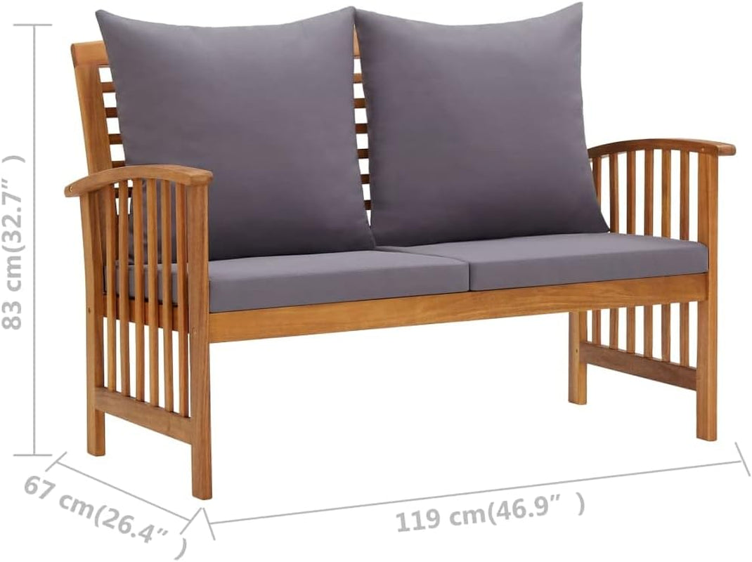 Patio Furniture Set 5 Piece, Patio Bench Seat with Coffee Table, Wooden Dining Set for Garden Balcony Porch, Modern, Solid Wood Acacia