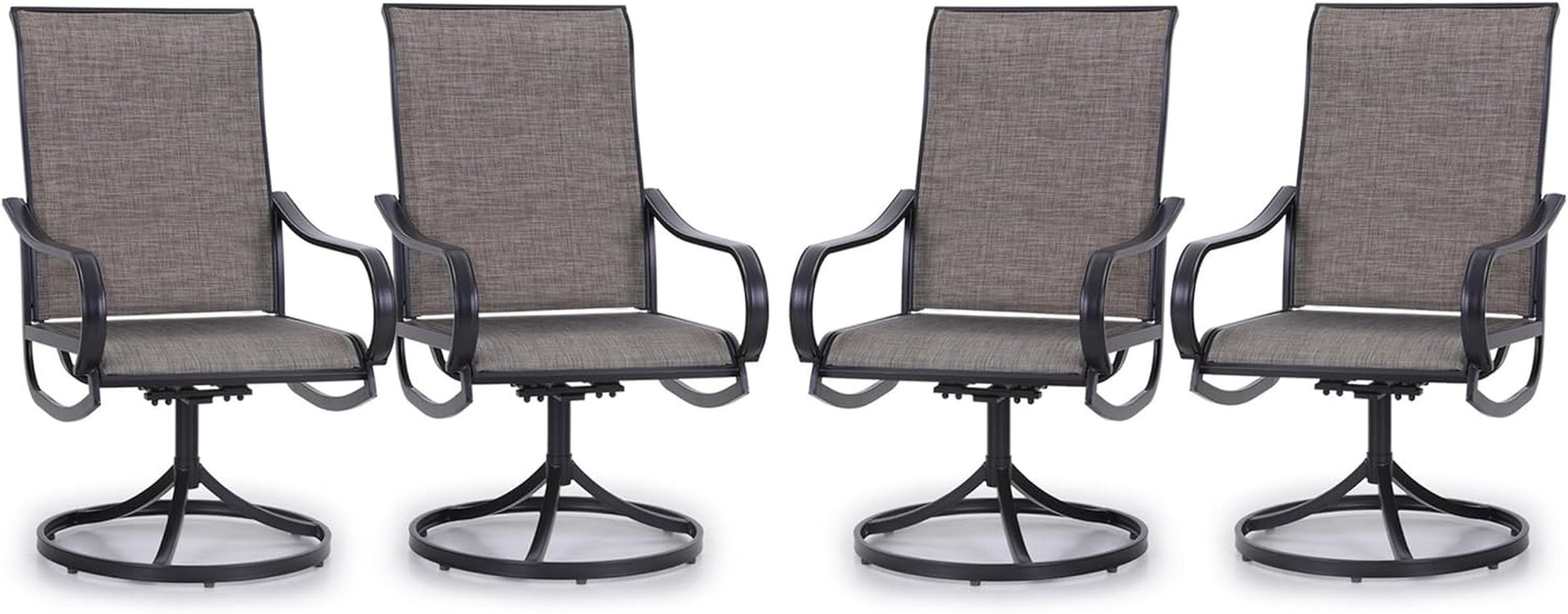 Patio Swivel Dining Chairs Set of 4 Outdoor Metal Chair with Textilene Mesh Fabric, Patio Gentle Rocker Chair, Black Frame for Patio Deck Garden