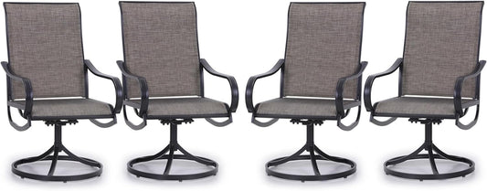 Patio Swivel Dining Chairs Set of 4 Outdoor Metal Chair with Textilene Mesh Fabric, Patio Gentle Rocker Chair, Black Frame for Patio Deck Garden