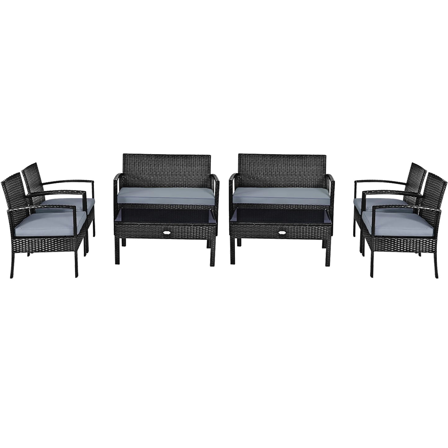 8PCS Patio Rattan Furniture Set Garden Deck