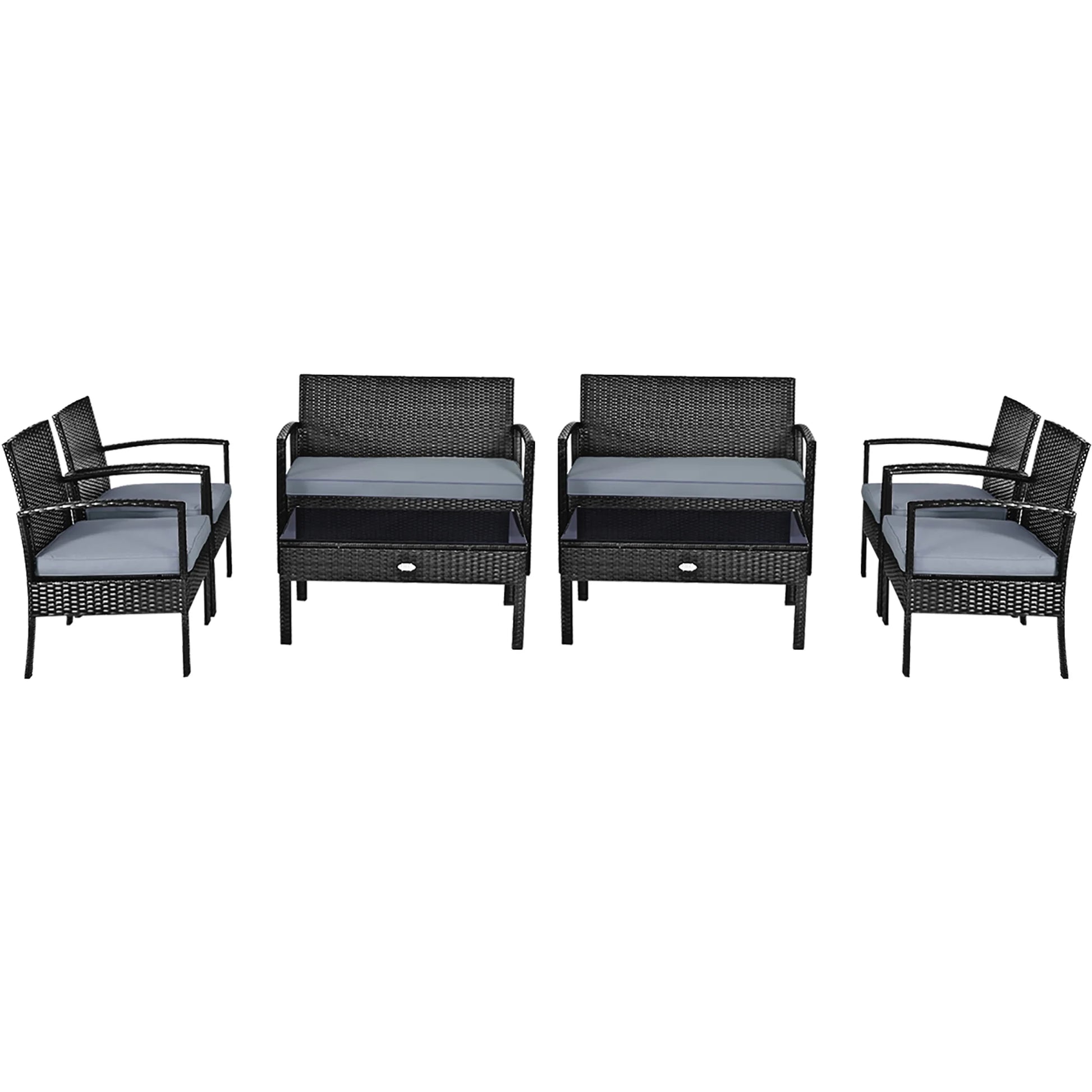 8PCS Patio Rattan Furniture Set Garden Deck