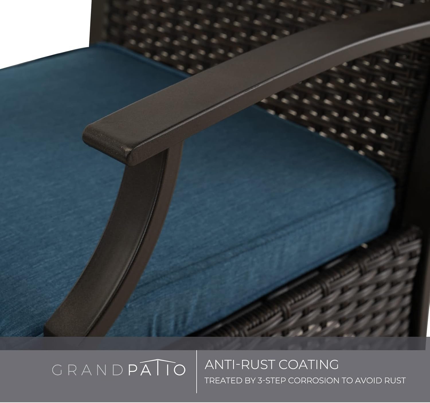 5 Pieces Outdoor Patio Furniture Sets Weather Resistant Wicker Outdoor Patio Chairs with Ottomans and Coffee Tables for Balcony Backyard Garden Poolside, (Peacock Blue)
