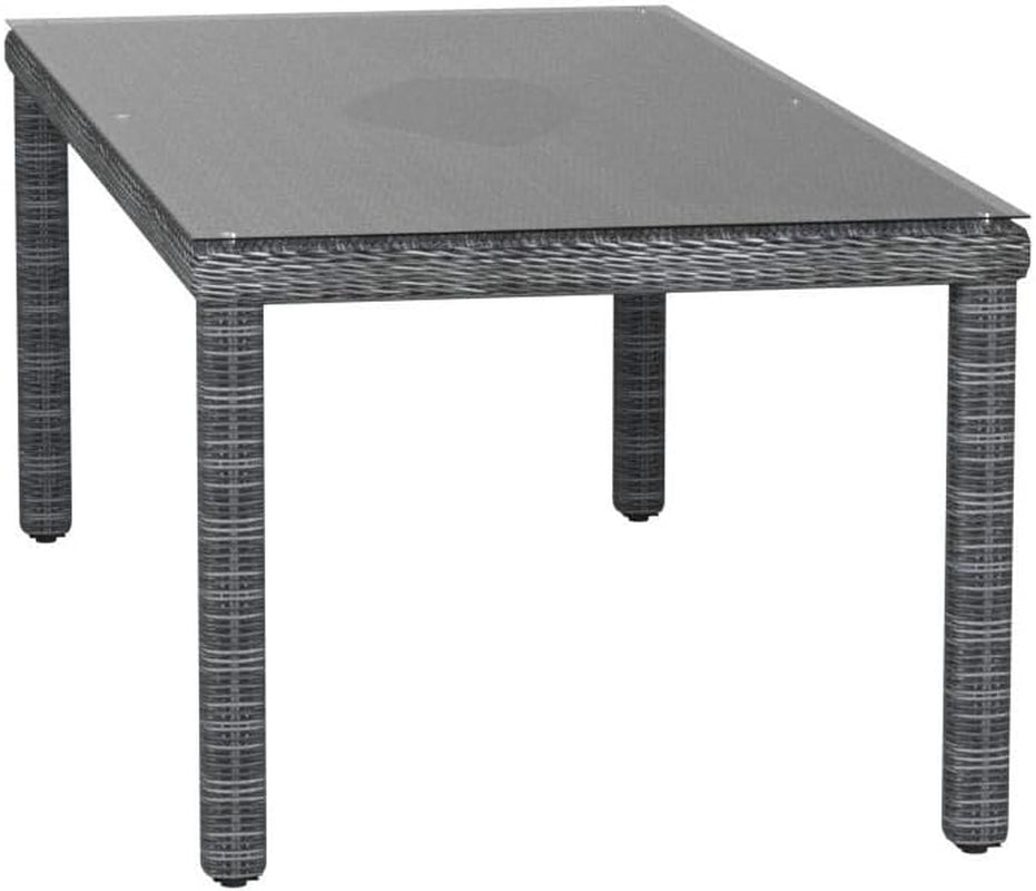 Summon Wicker Rattan Outdoor Patio 83" Rectangle Dining Table in Gray