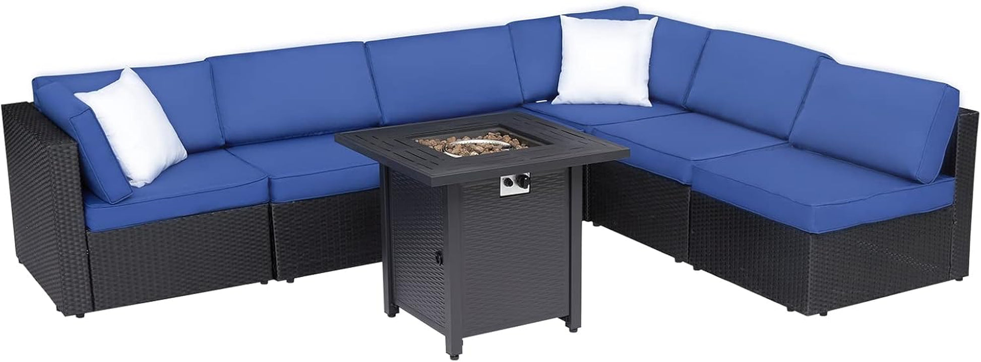 Outdoor Conversation Sets with Fire Pit Table Patio Furnitures Propane Fire Pit Seating,Dark Blue
