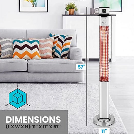 Infrared Patio Heater, Electric Patio Heater for Indoor/Outdoor Use, 1500 W (Silver)