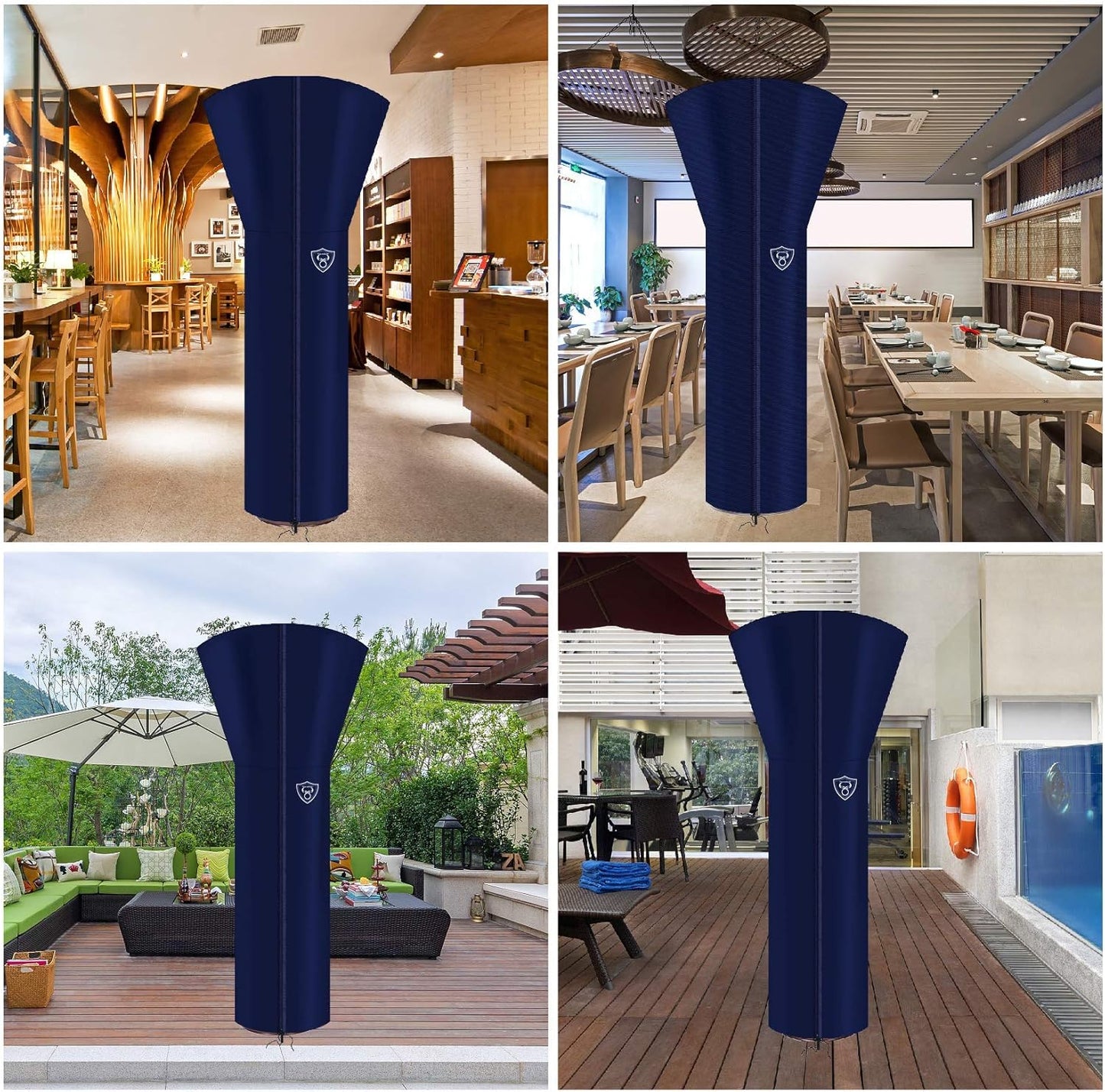 Patio Heater Covers 600D Patio Heater Cover with Hidden Waterproof Zipper and Storage Bag for Outdoor Heater for Patio (89'' Height X 33" Dome X 19" Base)