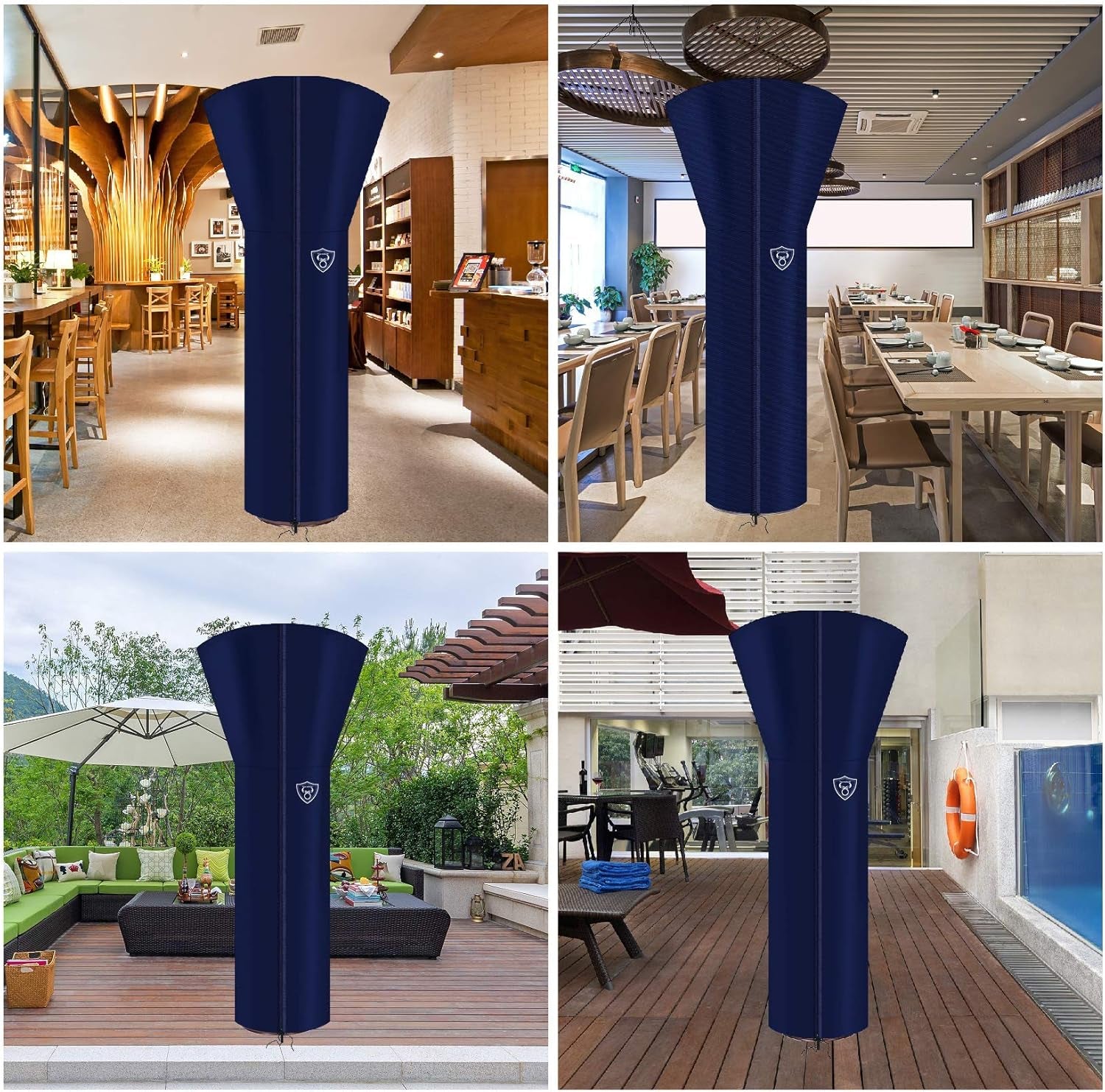 Patio Heater Covers 600D Patio Heater Cover with Hidden Waterproof Zipper and Storage Bag for Outdoor Heater for Patio (89'' Height X 33" Dome X 19" Base)