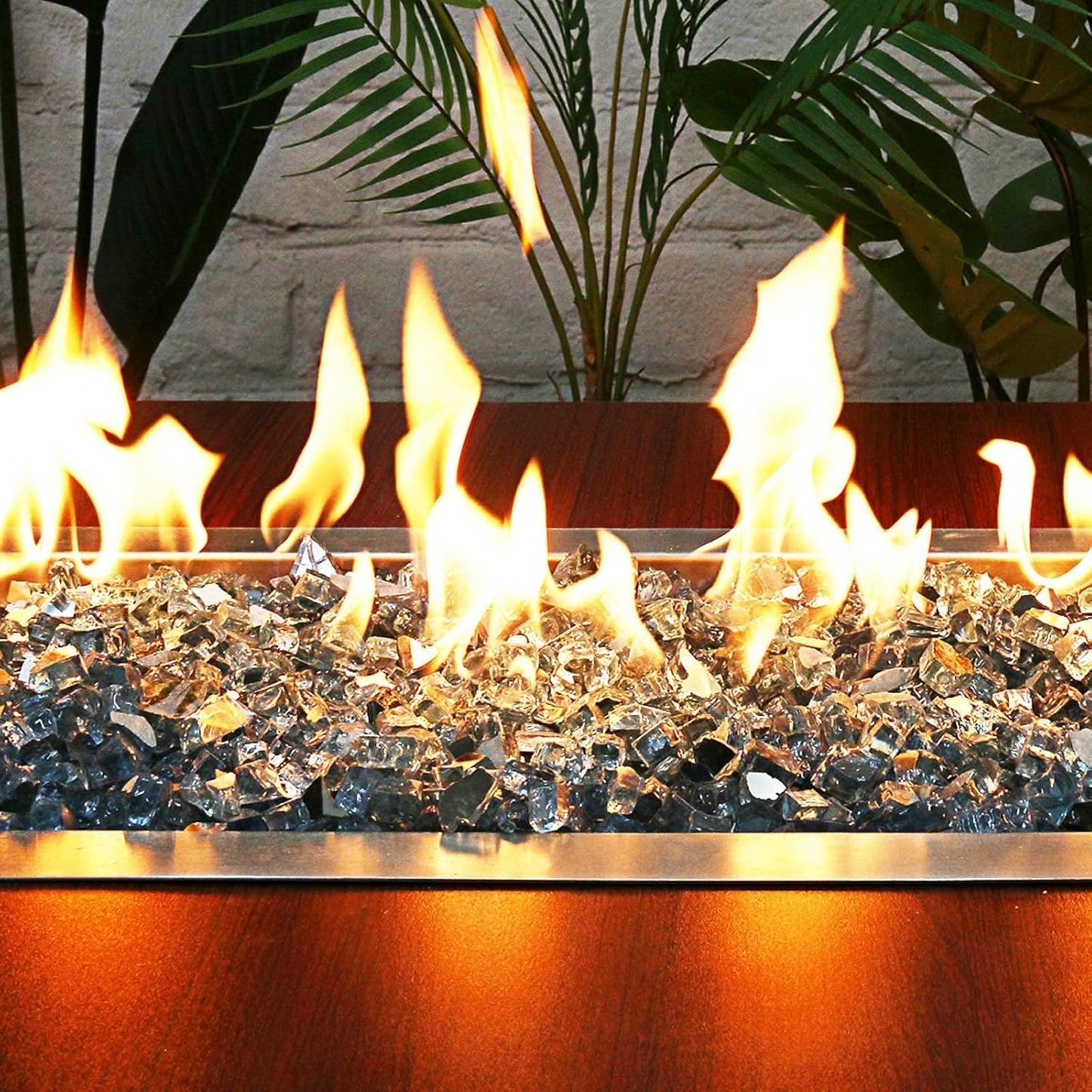 Fire Glass for Fire Pit, 1/2 Inch Aqua Blue Reflective Fire Glass for Propane Fire Pit, Fire Pit Glass Rocks Safe for Outdoors and Indoors Fire Pit, 10 Pounds