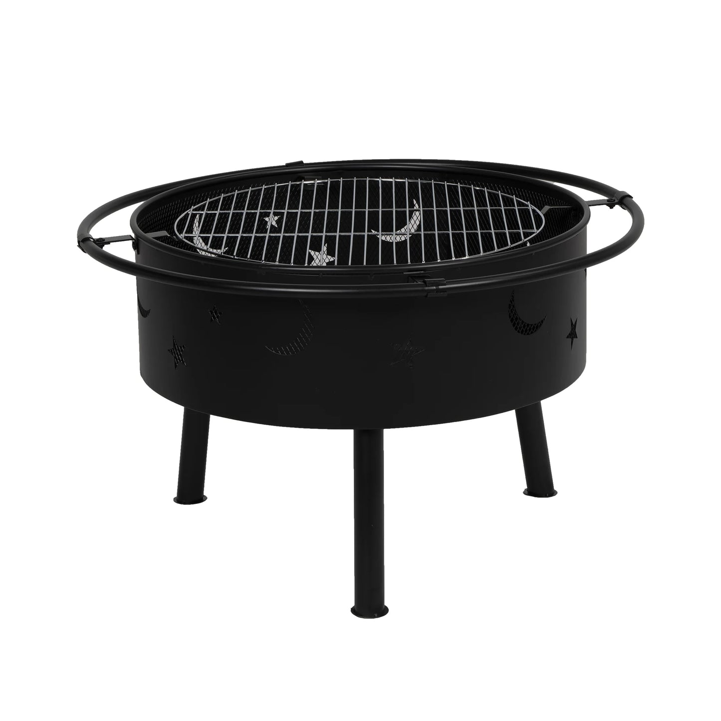 Star & Moon Bonfire round Steel Wood Burning Patio Fire Pit for Outdoor Patio