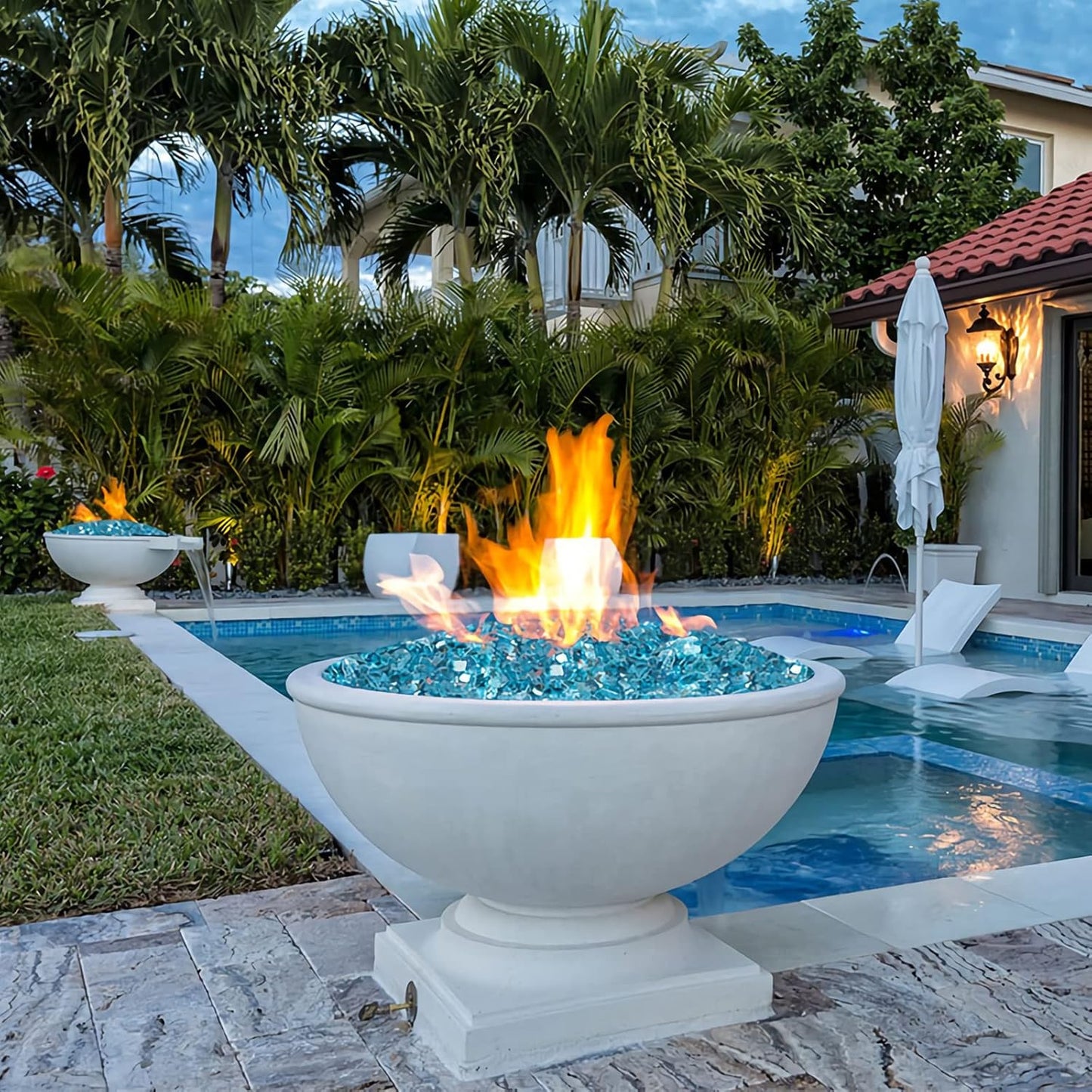 Fire Glass for Fire Pit, 1/2 Inch Aqua Blue Reflective Fire Glass for Propane Fire Pit, Fire Pit Glass Rocks Safe for Outdoors and Indoors Fire Pit, 10 Pounds