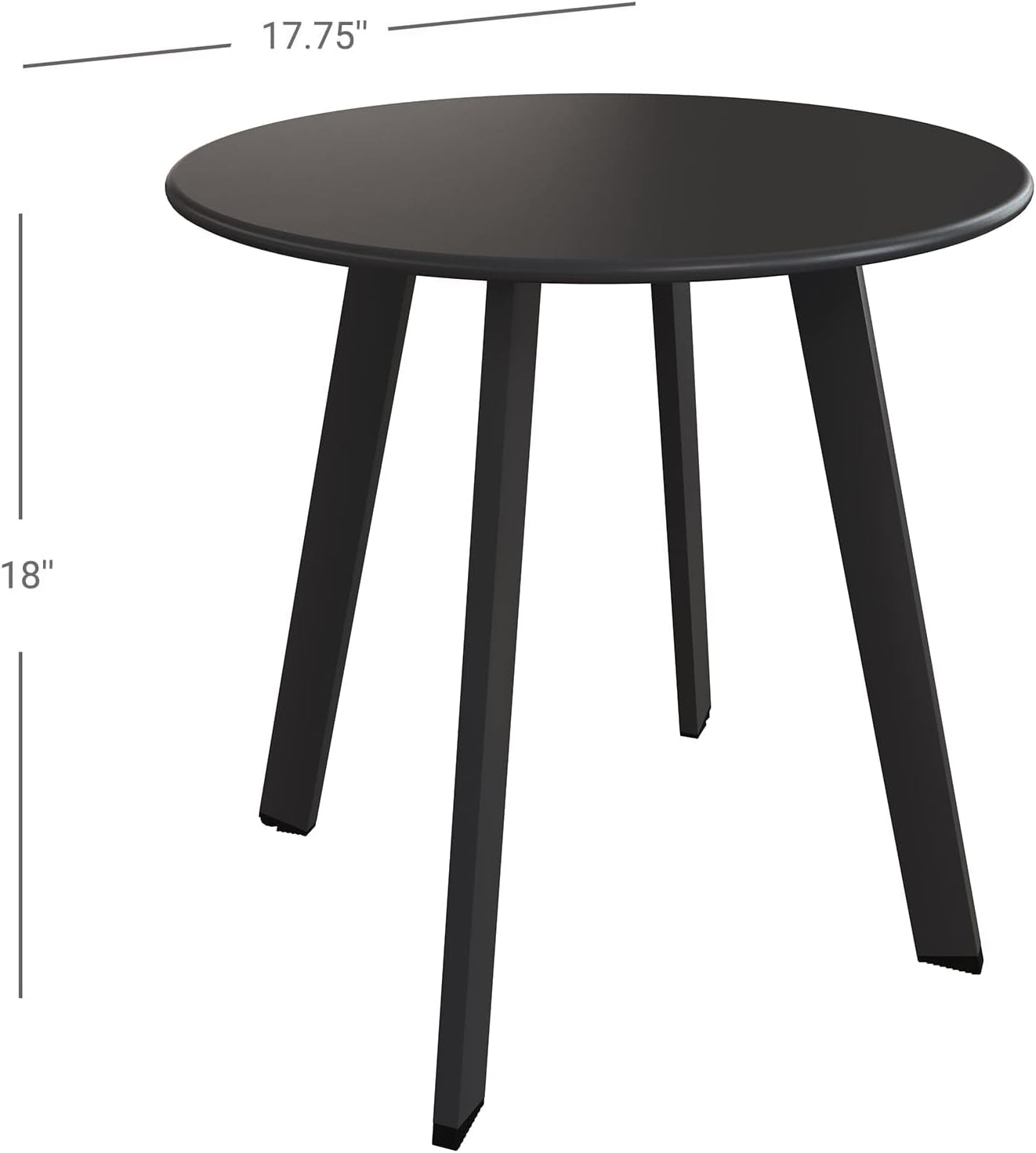 Outdoor Side Table, Small round End Table with Square Feet, E-Coated Steel Side Accent Table, Great for Patio Balcony