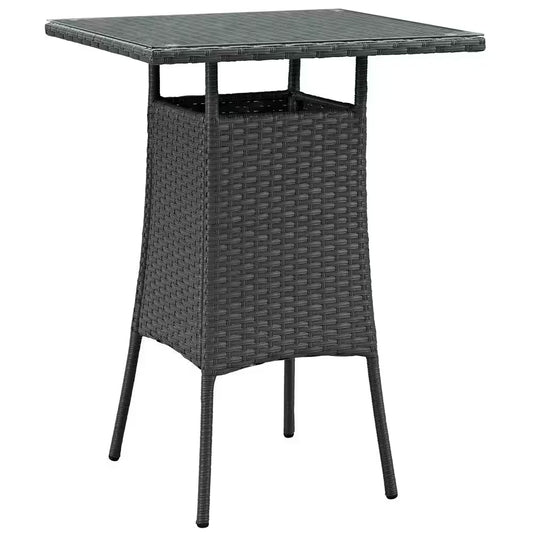 Sojourn Small Patio Patio Wicker Bar Height Outdoor Dining Table in Chocolate