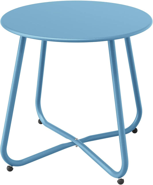 Outdoor Side Table 18-Inch round End Table Accent Table for Bistro Balcony Apartment Blue