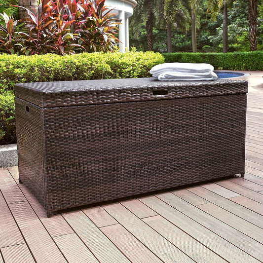 Palm Harbor Wicker / Rattan Patio Deck Box in Brown