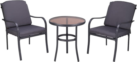 3 Pieces Outdoor Furniture,Patio Table and Chairs, Dinning Table and Chais, Patio Conversation Set, Porch Patio Set, Furniture Patio All-Weather Outdoor Patio Furniture (Stone Grey)